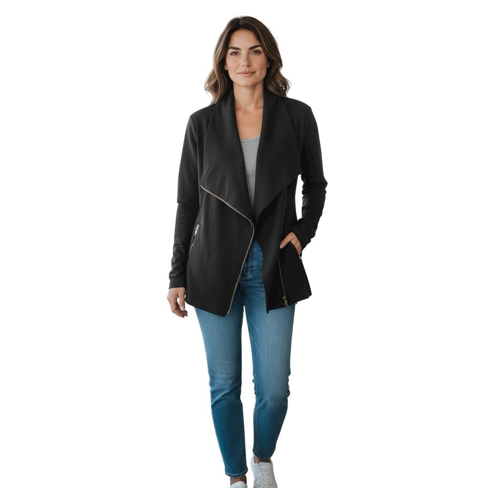 Helmut Lang Women's Black Asymmetrical Zip Jacket Small Wool Blend‎ Made In USA
